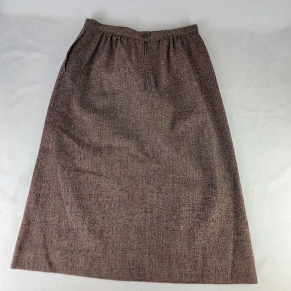Pendleton Vintage‎ Pure Virgin Wool Size 6? Pencil Skirt Brown Pockets Zip Back - Picture 7 of 10